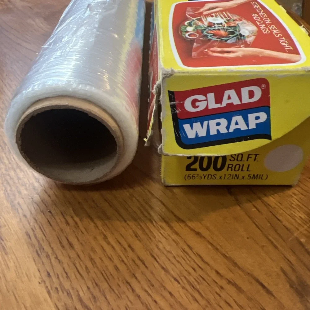 Vintage Saran, Glad, Handi, Target Cling  Plastic Wrap Clear & Red All Open Used